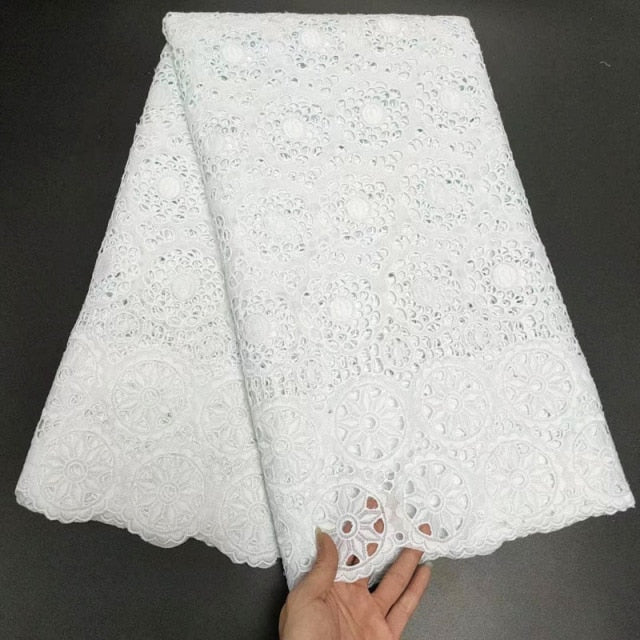 White Cotton Fabric Swiss Voile Lace-FrenzyAfricanFashion.com