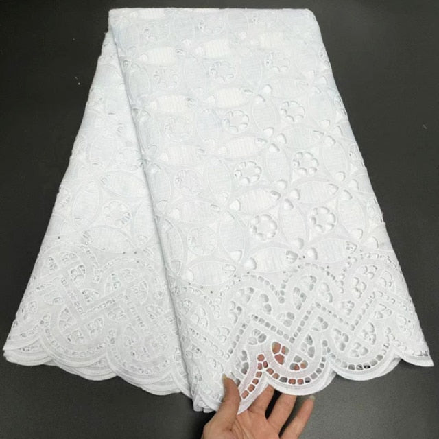 White Cotton Fabric Swiss Voile Lace-FrenzyAfricanFashion.com