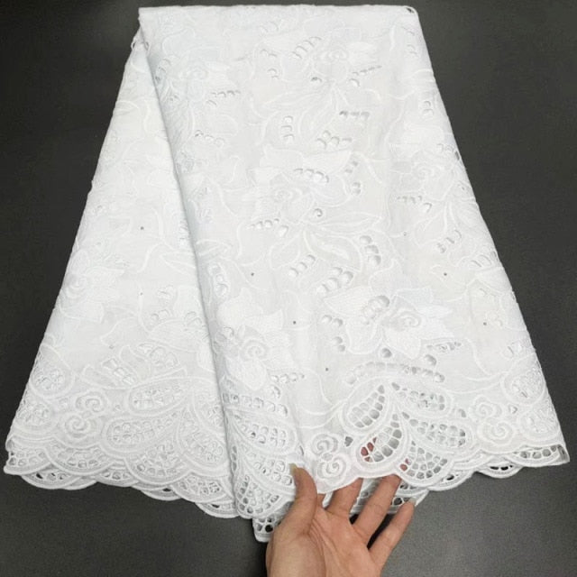 White Cotton Fabric Swiss Voile Lace-FrenzyAfricanFashion.com