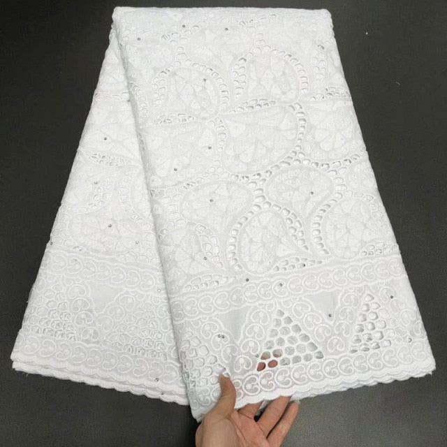 White Cotton Fabric Swiss Voile Lace-FrenzyAfricanFashion.com