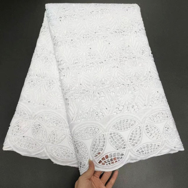 White Cotton Fabric Swiss Voile Lace-FrenzyAfricanFashion.com