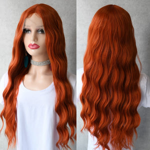 Ginger Orange Lace Front Wig Loose Wave T Lace Wig For Black White Women-FrenzyAfricanFashion.com