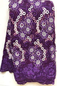 Nigerian Laces Fabrics Tulle Fabric Wedding African F#A11-FrenzyAfricanFashion.com