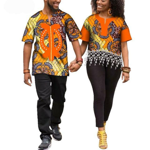 Image of Kente Afrik African Print Patchwork and Tassels Shirt Couple Clothing Pt2-FrenzyAfricanFashion.com