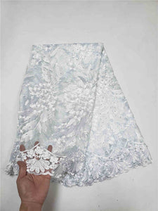 High Quality Latest French Net lace with Stones Fabric Wedding Dresses-FrenzyAfricanFashion.com