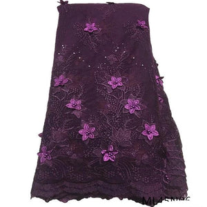 3D Floral Beaded French Net African Lace Fabric 5 Yards-FrenzyAfricanFashion.com